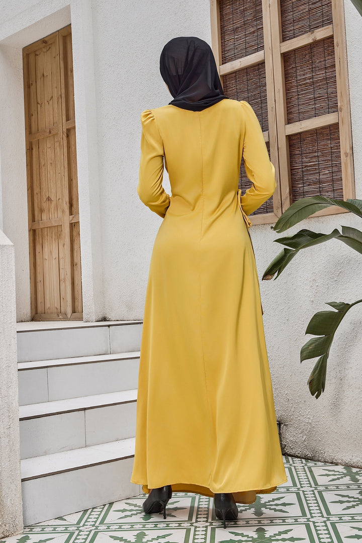 Satin Faux Wrap Side Tie Maxi Dress (More Colors Available)-CLEARANCE