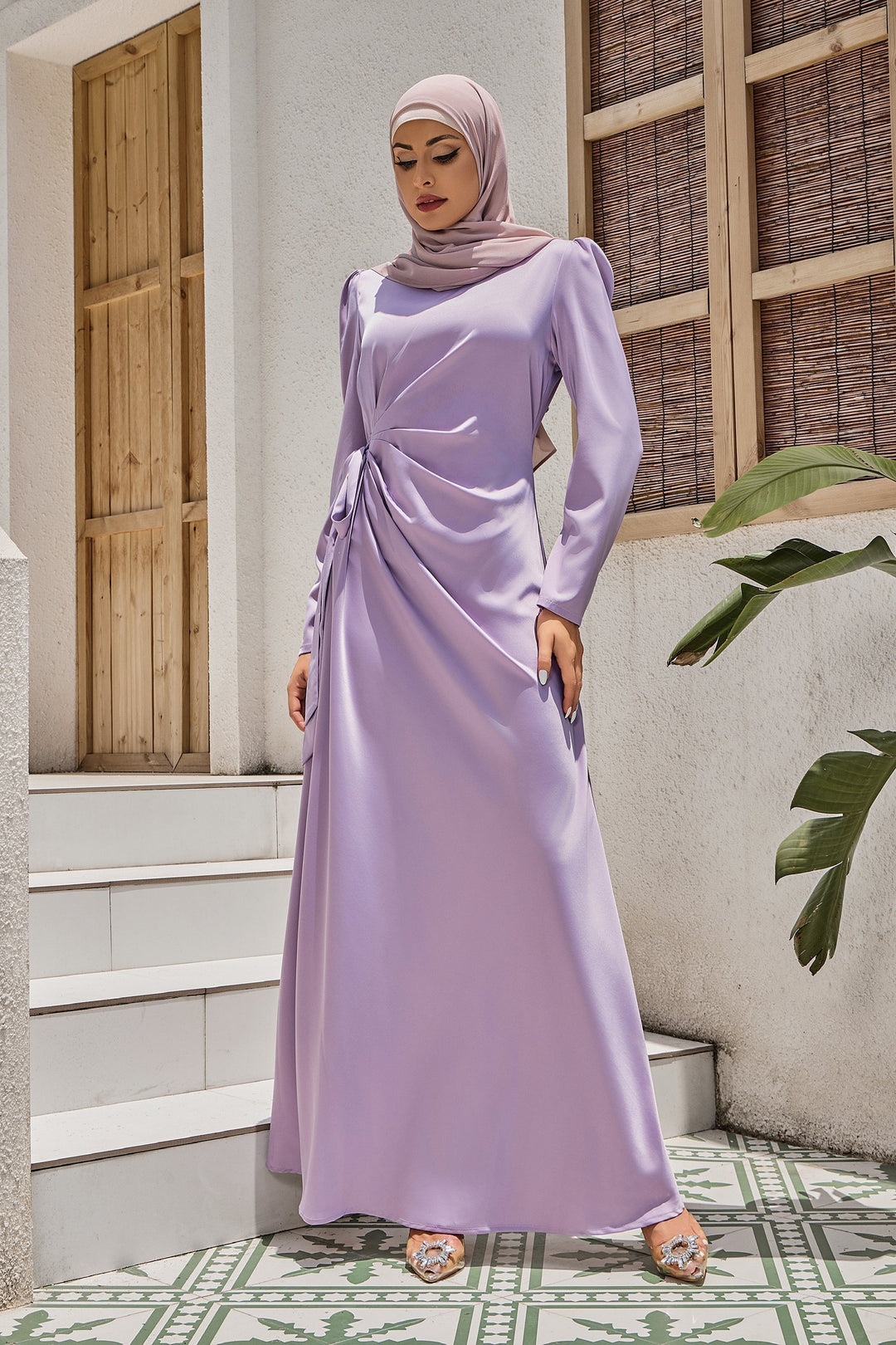 Satin Faux Wrap Side Tie Maxi Dress (More Colors Available)-CLEARANCE