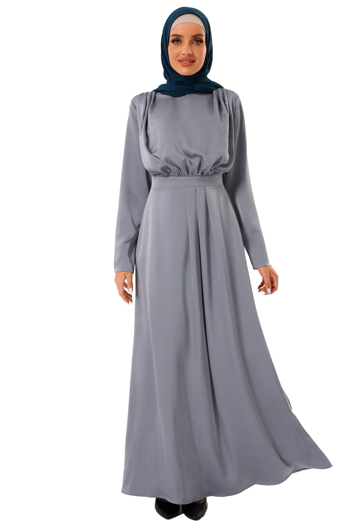 Satin Pleated Maxi Dress-CLEARANCE