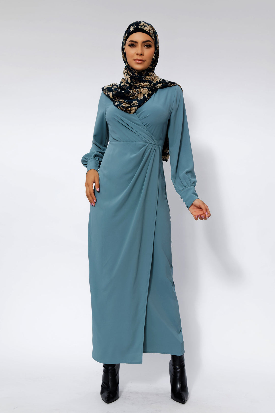 Sea Blue Wrap Maxi Dress