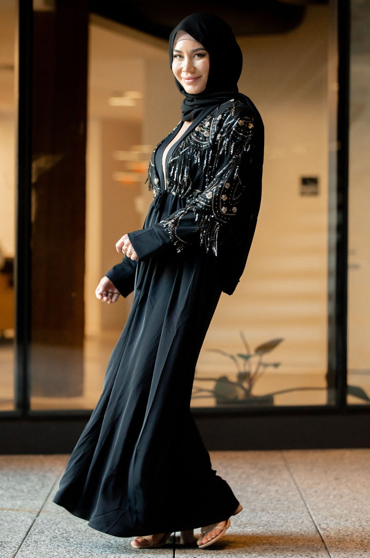 Sequin Love Open Front Abaya