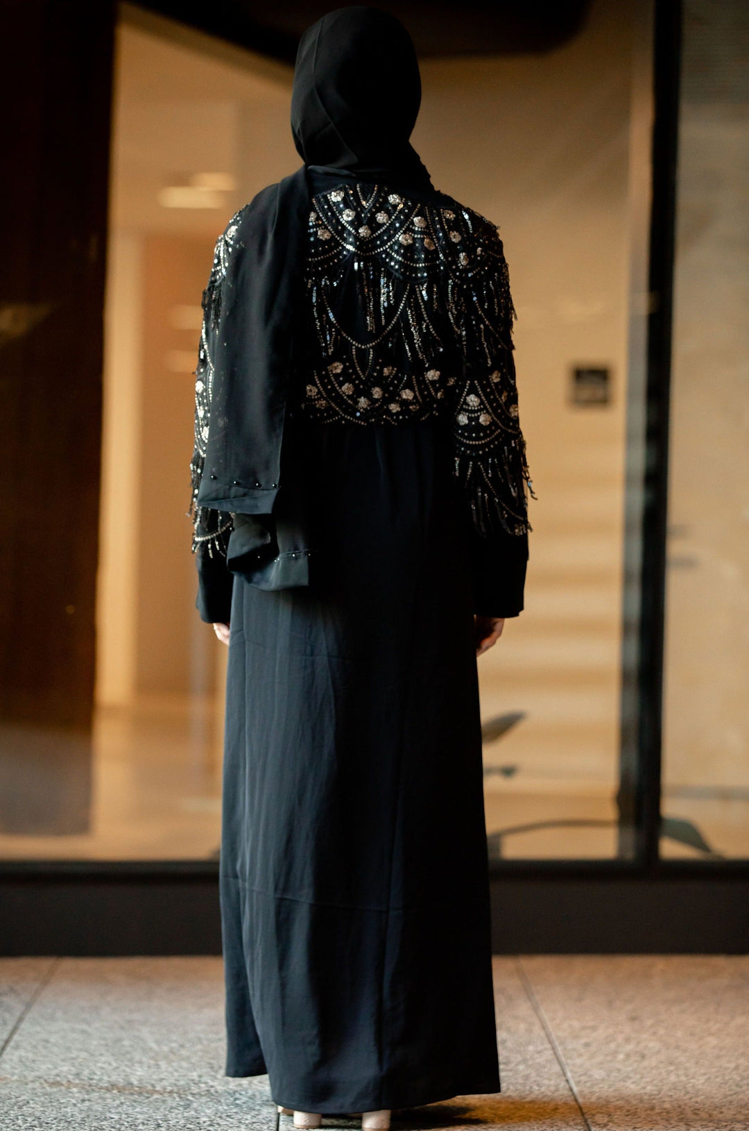 Sequin Love Open Front Abaya