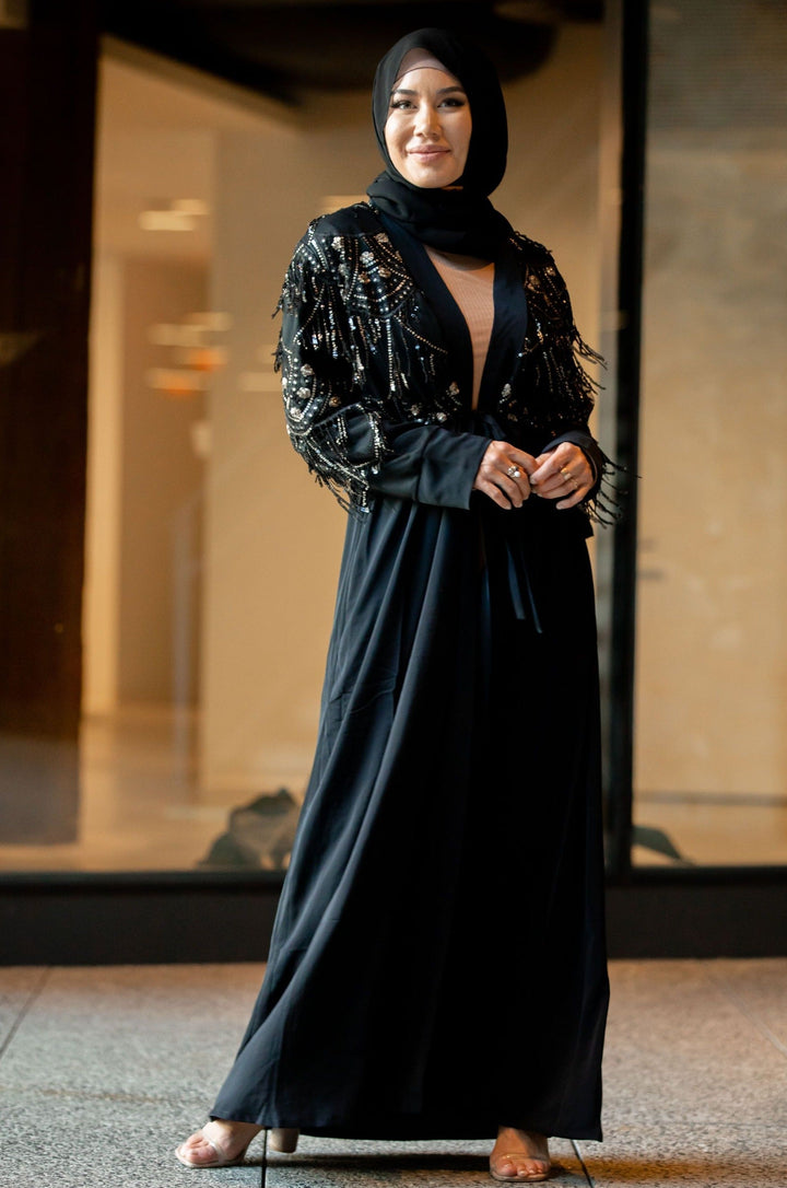 Sequin Love Open Front Abaya