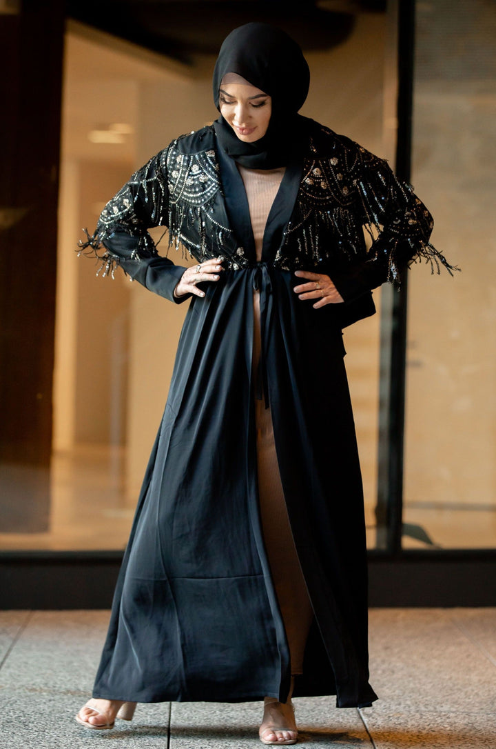 Sequin Love Open Front Abaya