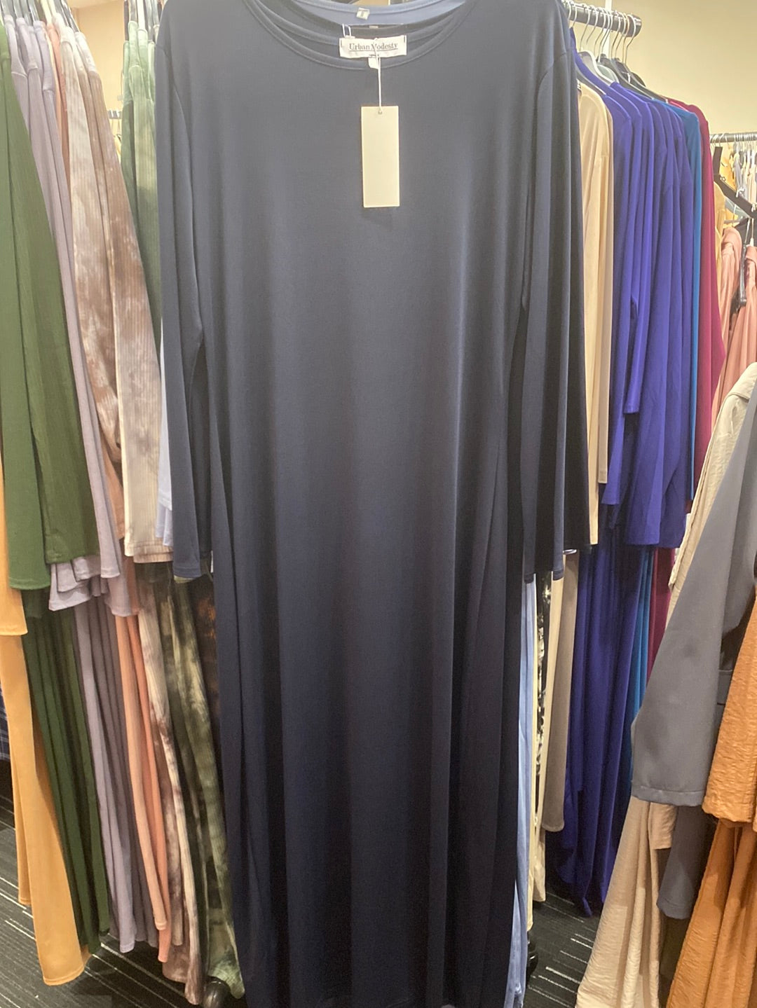 Solid Navy Maxi Body-con - Urban Modesty