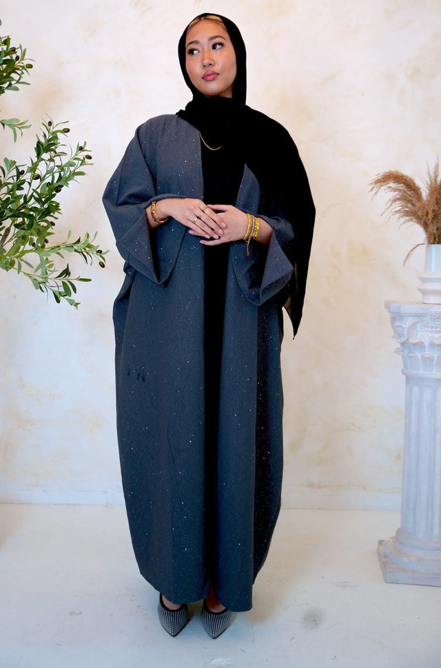 Sparkle Open Front Abaya - Size 1 (54) / Gray