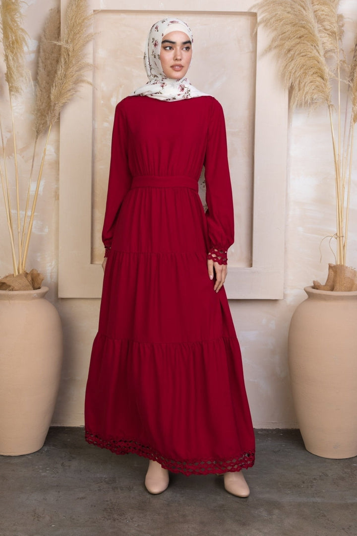 Spiced Maroon Tiered Maxi Dress