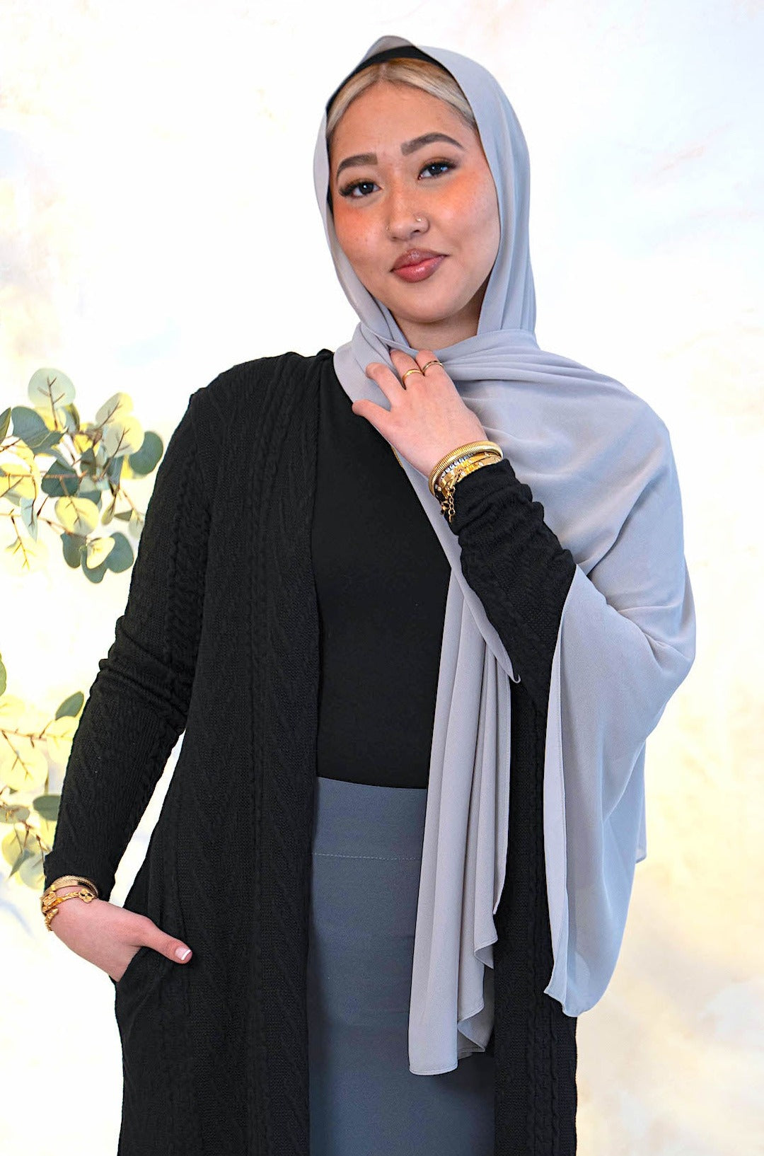 Steel Gray Chiffon Hijab - Urban Modesty