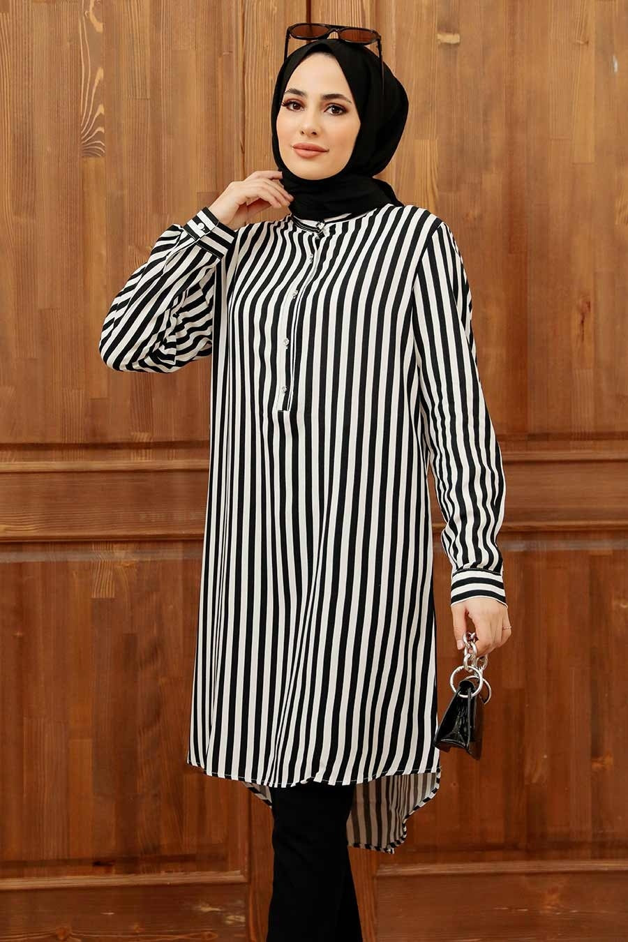 Striped Hi-Lo Tunic Top - Urban Modesty