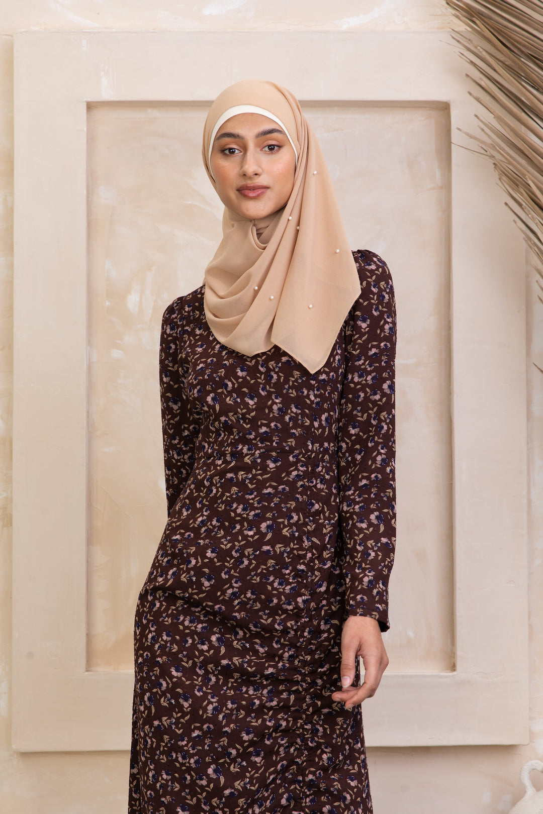 Taupe Pearl Chiffon Hijab - Urban Modesty