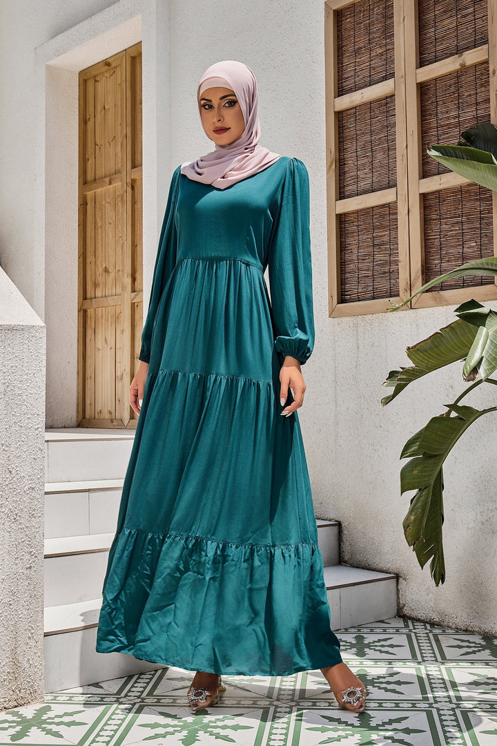 Teal Long Sleeve Maxi Dress-PREORDER