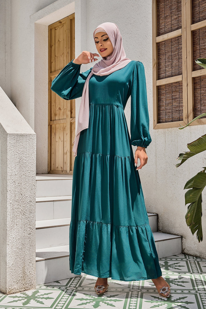 Teal Long Sleeve Maxi Dress-PREORDER