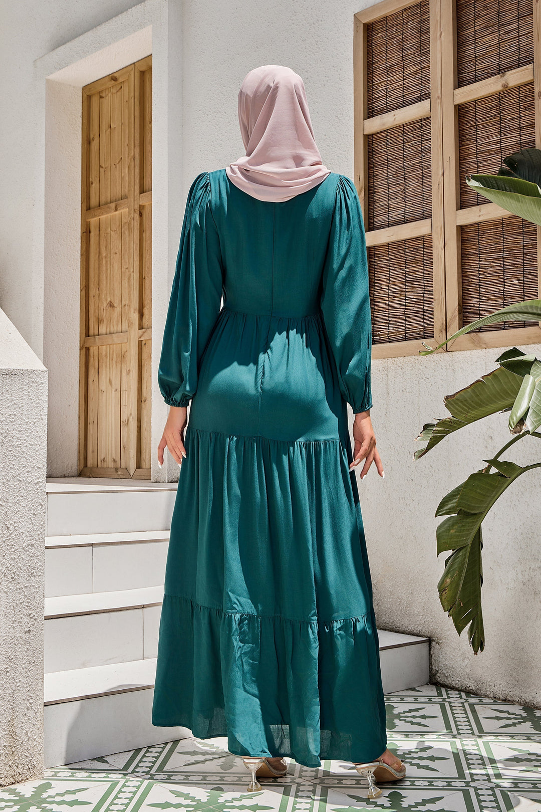 Teal Long Sleeve Maxi Dress-PREORDER