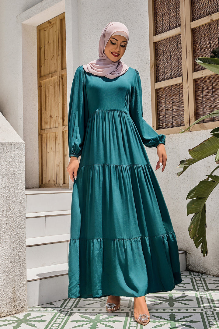 Teal Long Sleeve Maxi Dress-PREORDER