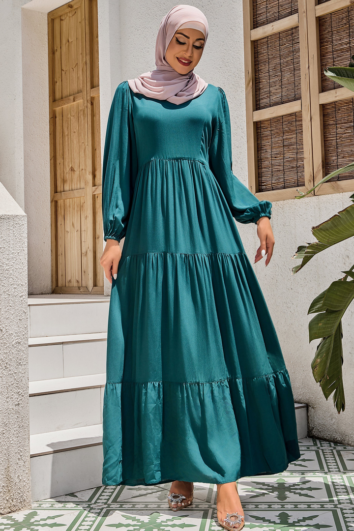 Teal Long Sleeve Maxi Dress-PREORDER