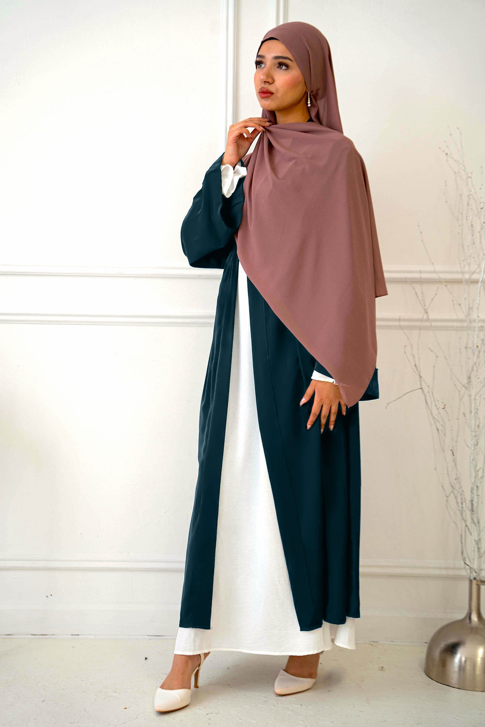 Teal Nida Kimono Sleeve Open Abaya-CLEARANCE