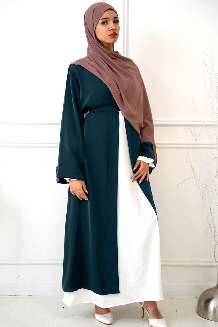 Teal Nida Kimono Sleeve Open Abaya-CLEARANCE - Urban Modesty