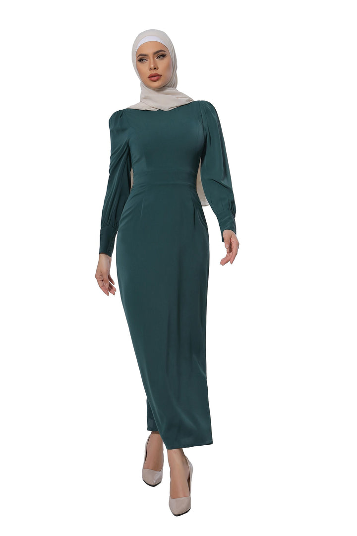 Teal Perfectly Pencil Maxi Dress-CLEARANCE - Urban Modesty