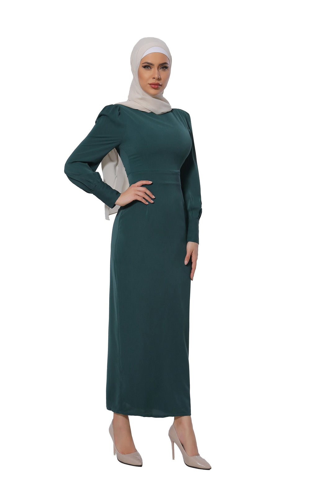 Teal Perfectly Pencil Maxi Dress-CLEARANCE - Urban Modesty