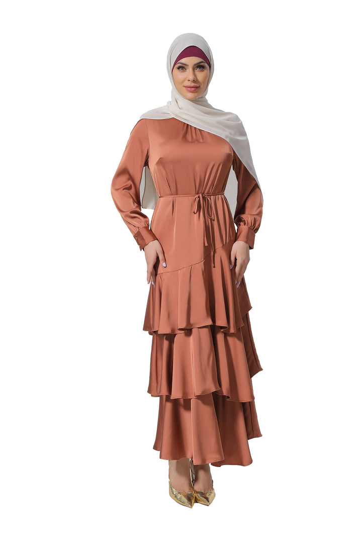 Triple Threat Layered Satin Maxi Dress—CLEARANCE - Urban Modesty