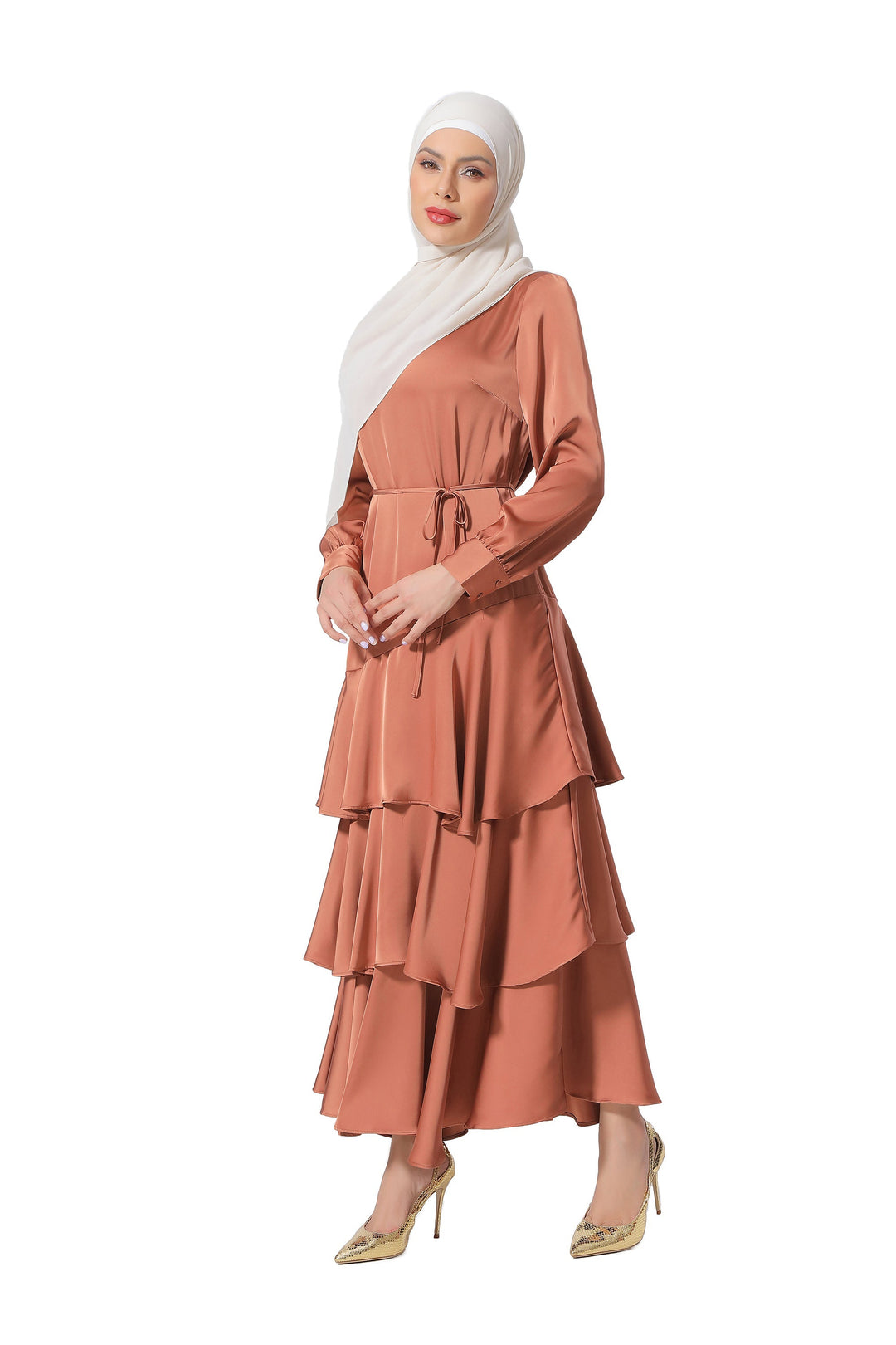 Triple Threat Layered Satin Maxi Dress—CLEARANCE - Urban Modesty