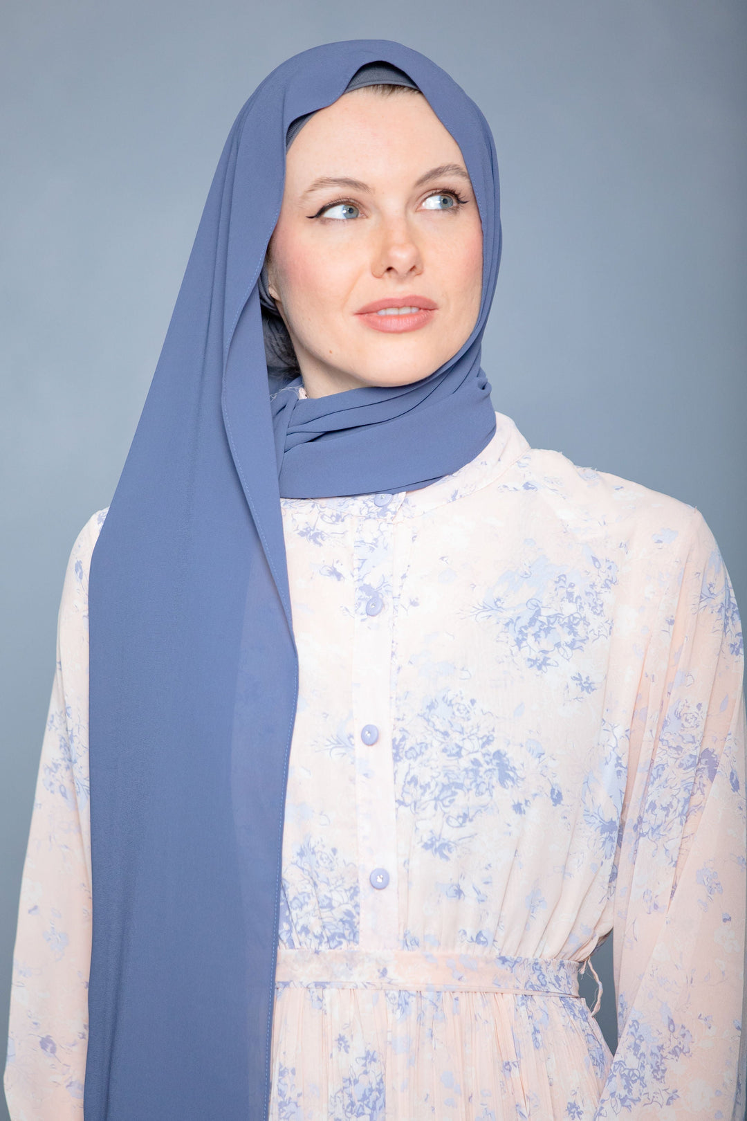 Washed Blue Chiffon Hijab