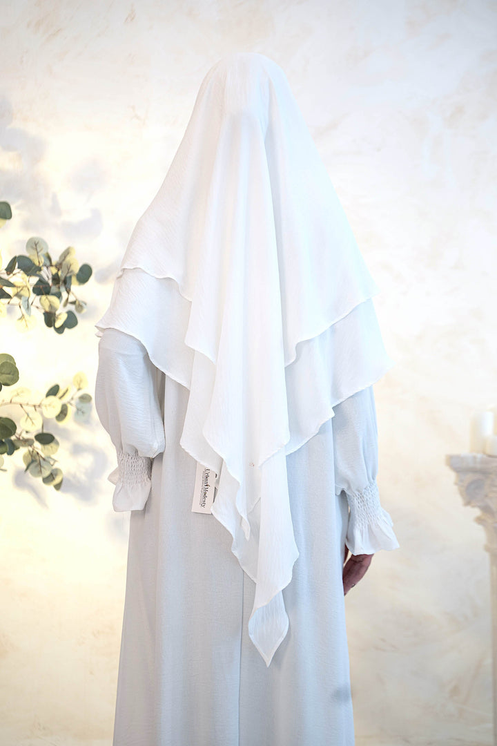 White Double Layer Khimar - White