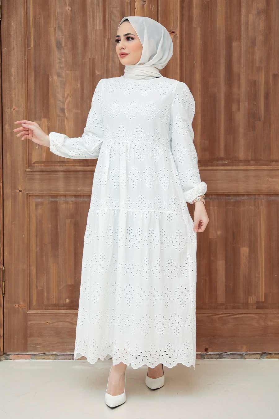 White Eyelet Tiered Dress-CLEARANCE