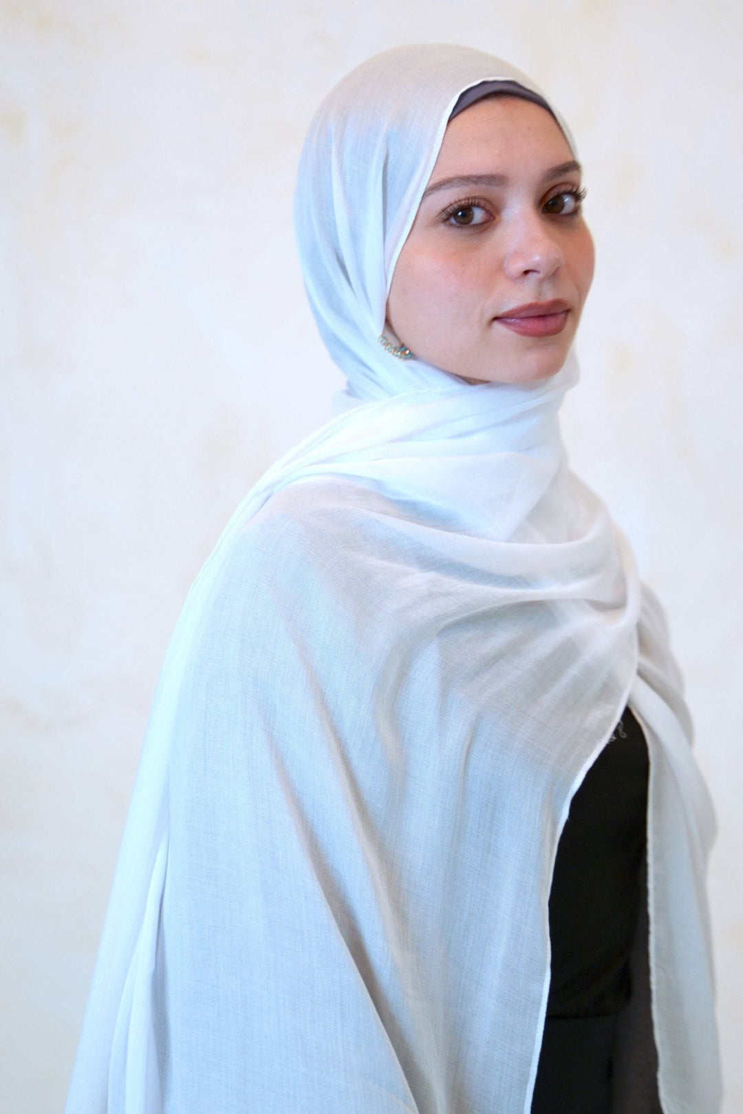 White Fringe Edge Modal Hijab