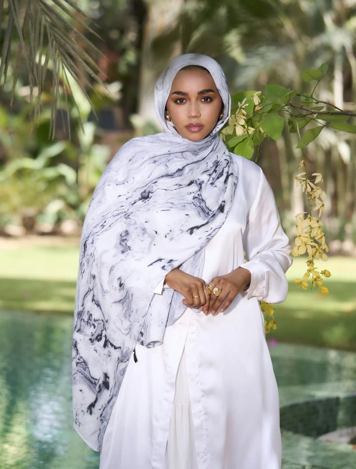 White Marble Modal Hijab