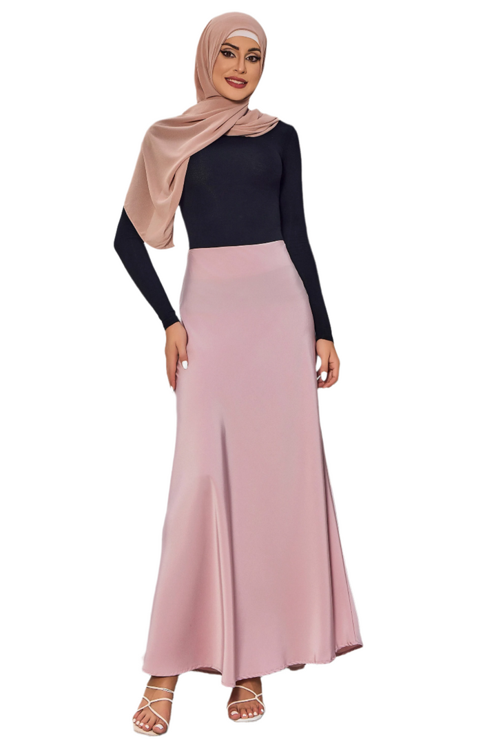 Baby Pink Satin Maxi Skirt - Skirts