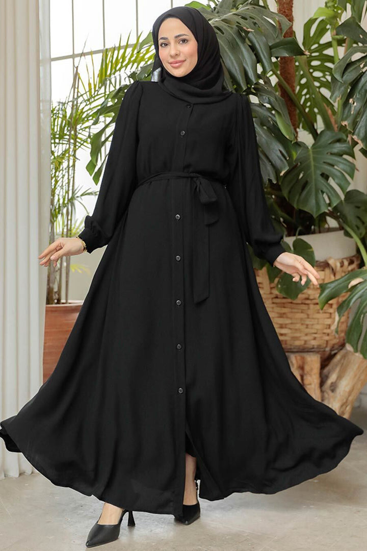 Button Down Belted Abaya