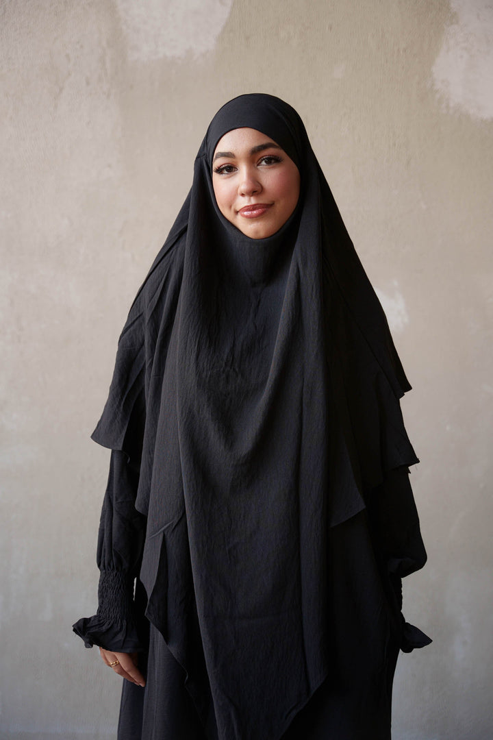 Black Double Layer Khimar