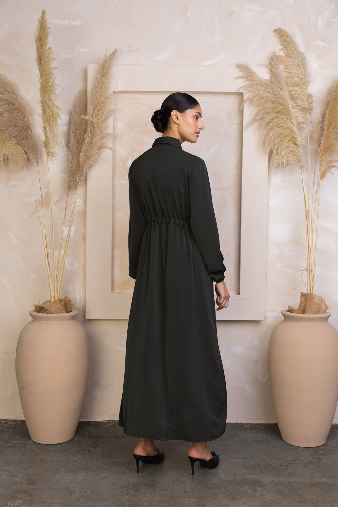 Black Drawstring Non-Sheer Maxi Cardigan