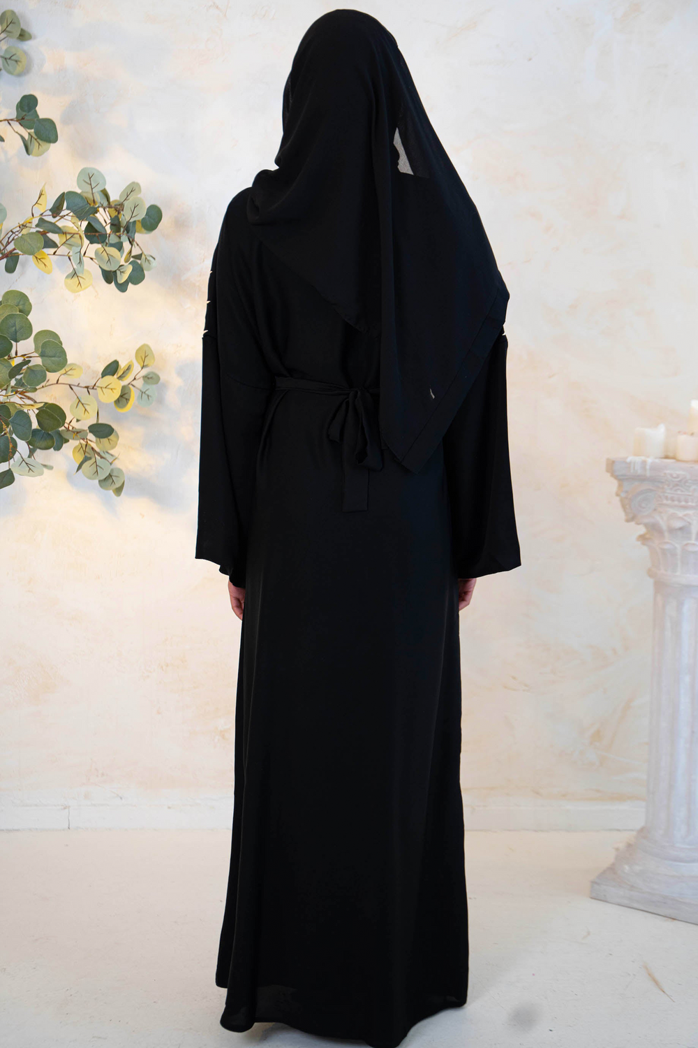 Black Gold Embroidered Open Front Abaya-CLEARANCE