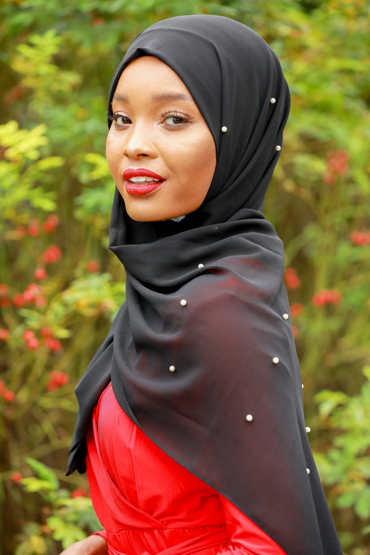 Black Pearl Chiffon Hijab