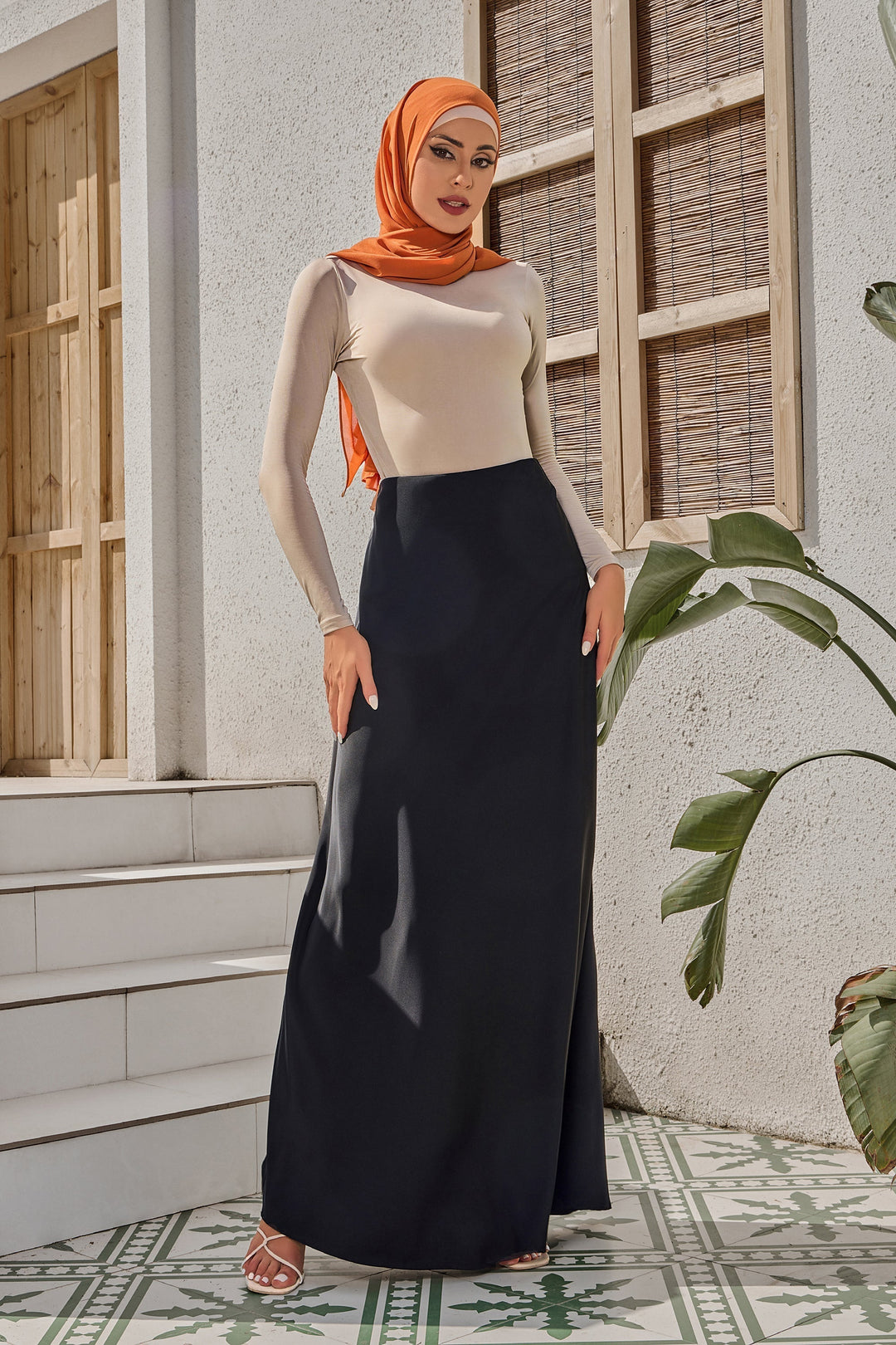 Black Satin Maxi Skirt