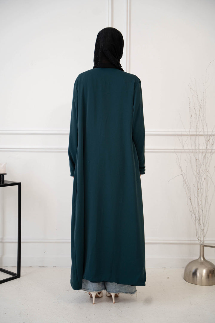 Black/Teal Reversible Open Abaya