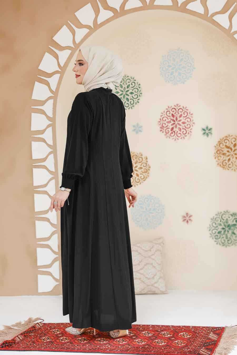 Black Zipper Abaya - Abayas