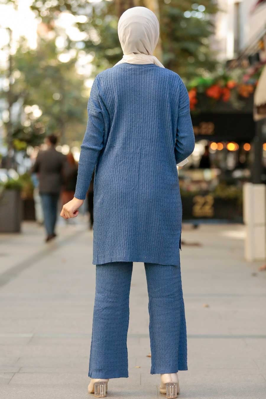 Blue Braided Sweater and Pants Set