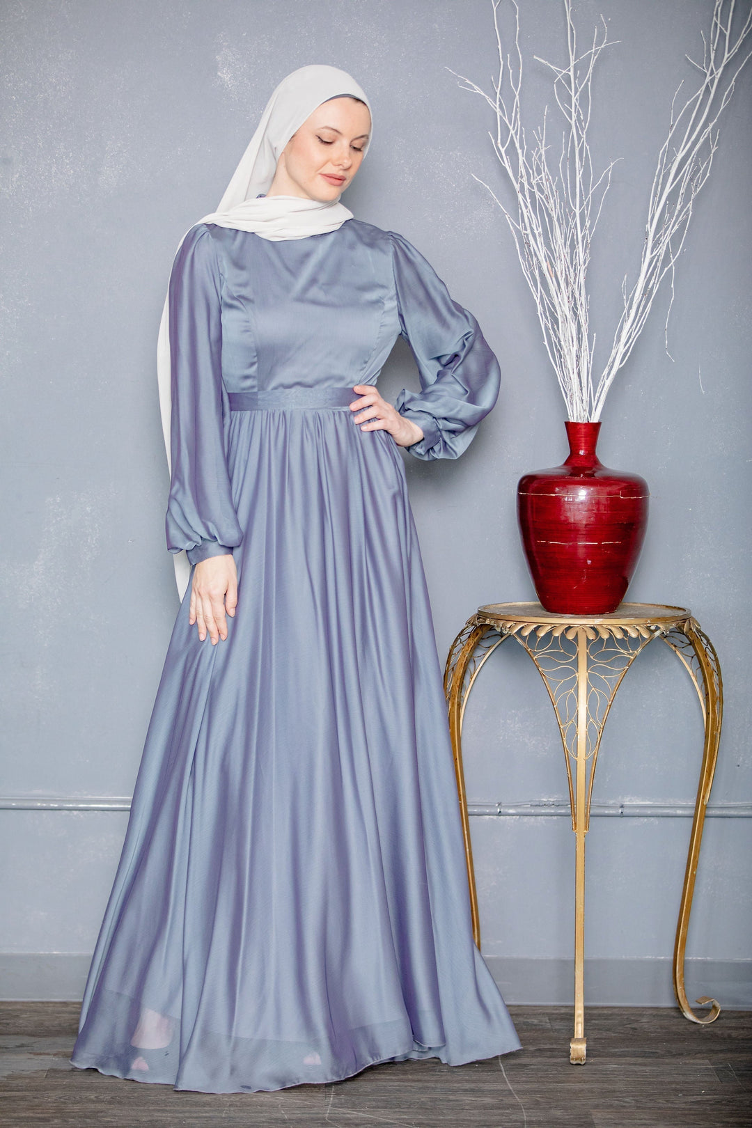 Blue Inaya Satin Gown-CLEARANCE