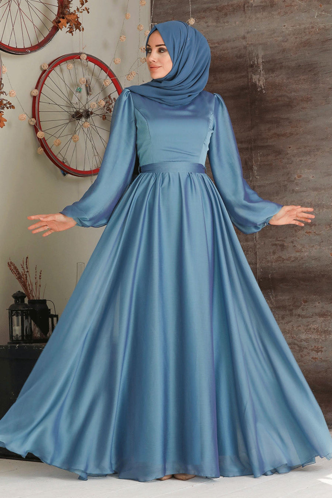 Blue Inaya Satin Gown-CLEARANCE