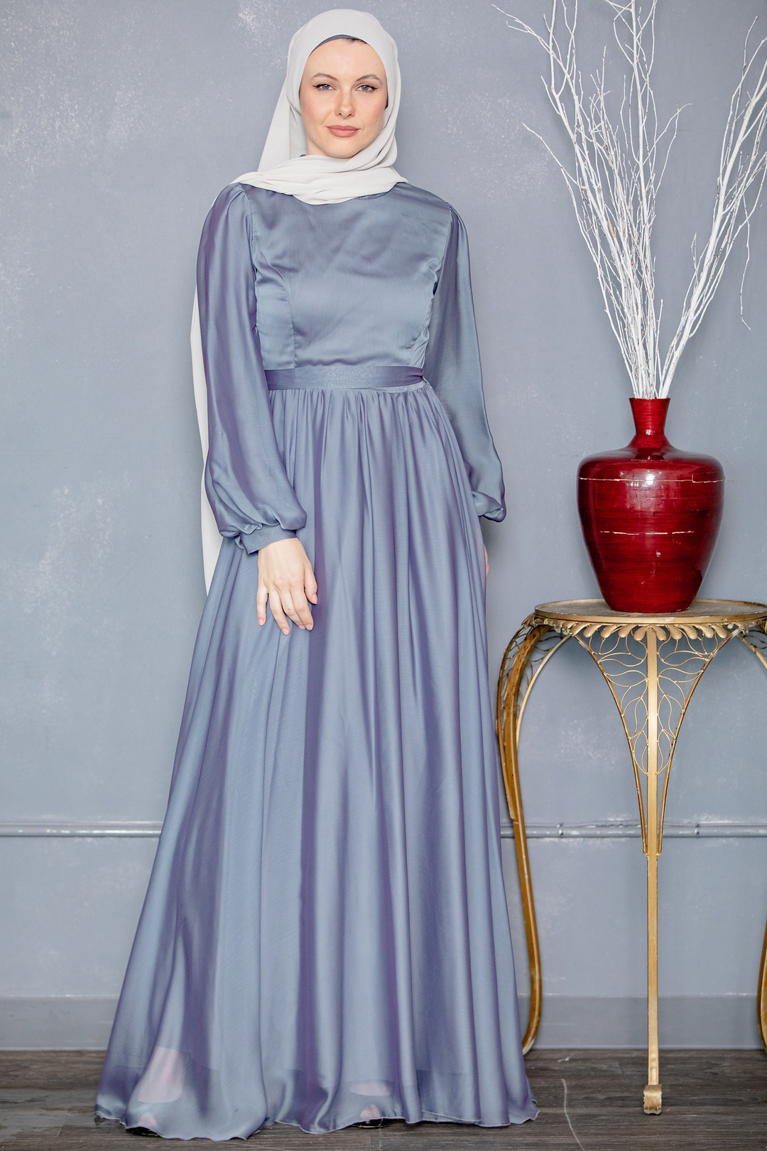 Blue Inaya Satin Gown-CLEARANCE