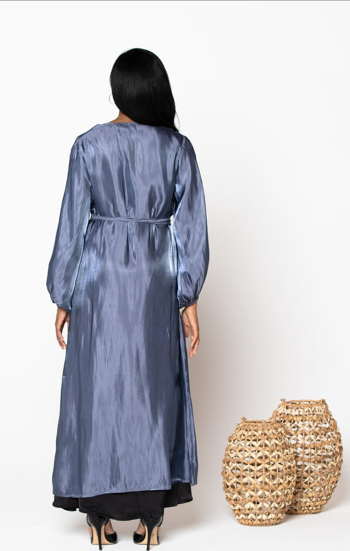 Blue Organza Open Abaya