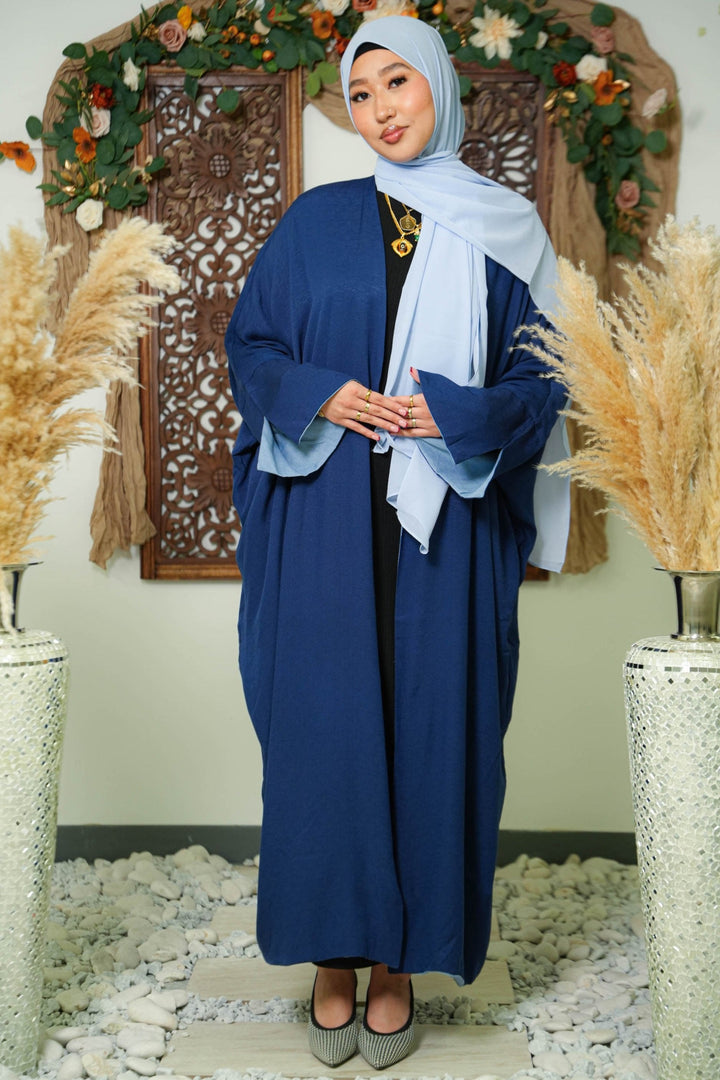 Blue Reversible Kaftan Open Front Abaya