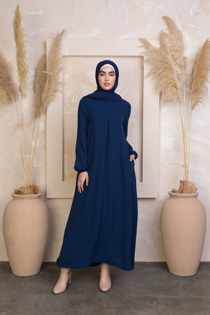 Blue Sheath Abaya Maxi Dress