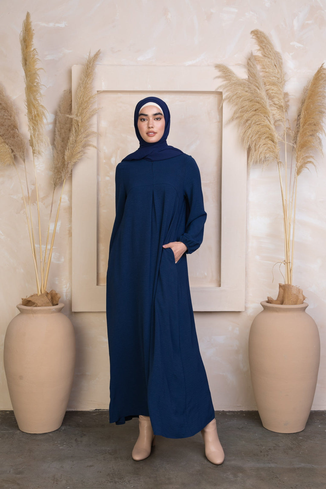 Blue Sheath Abaya Maxi Dress