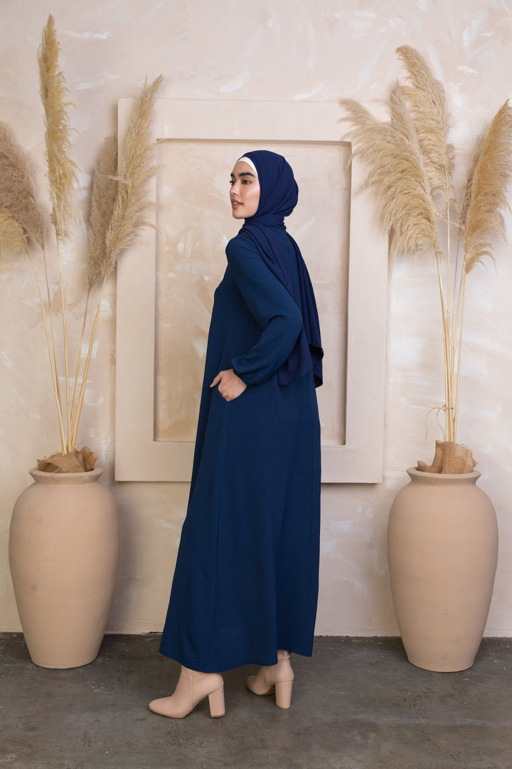 Blue Sheath Abaya Maxi Dress