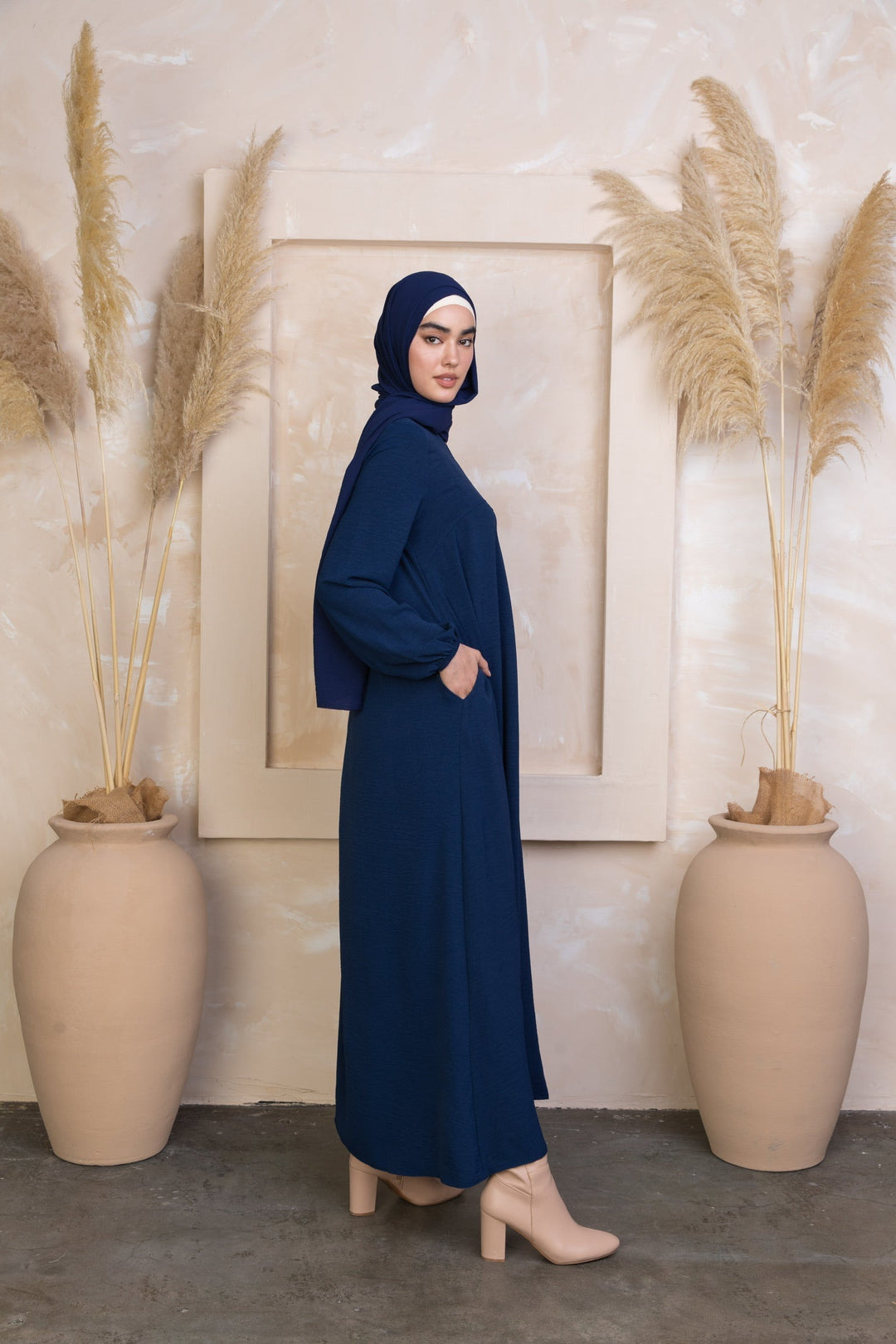 Blue Sheath Abaya Maxi Dress