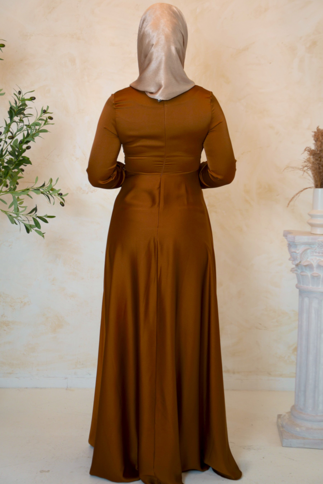 Bronze Diana Side Knot Satin Gown